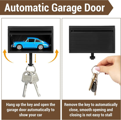 Car Garage Key Holder, Car Key Holder for Wall, Small Cars Garage Key Holders with Opening Door